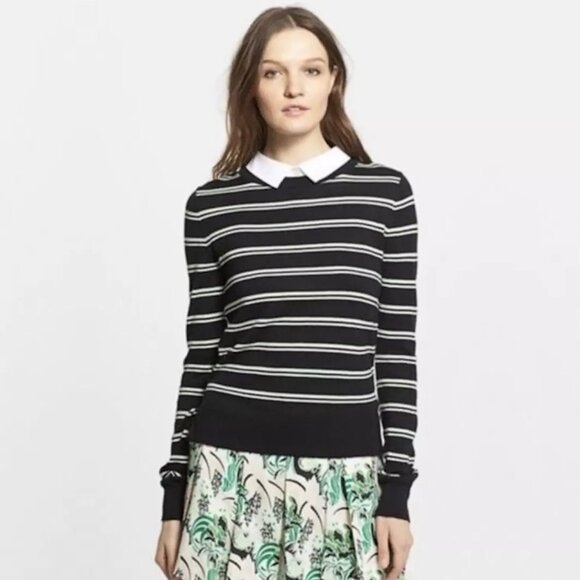 Veronica Beard Collared Button Back Striped Shirt Sweater ASO Spencer Hastings - Picture 2 of 11